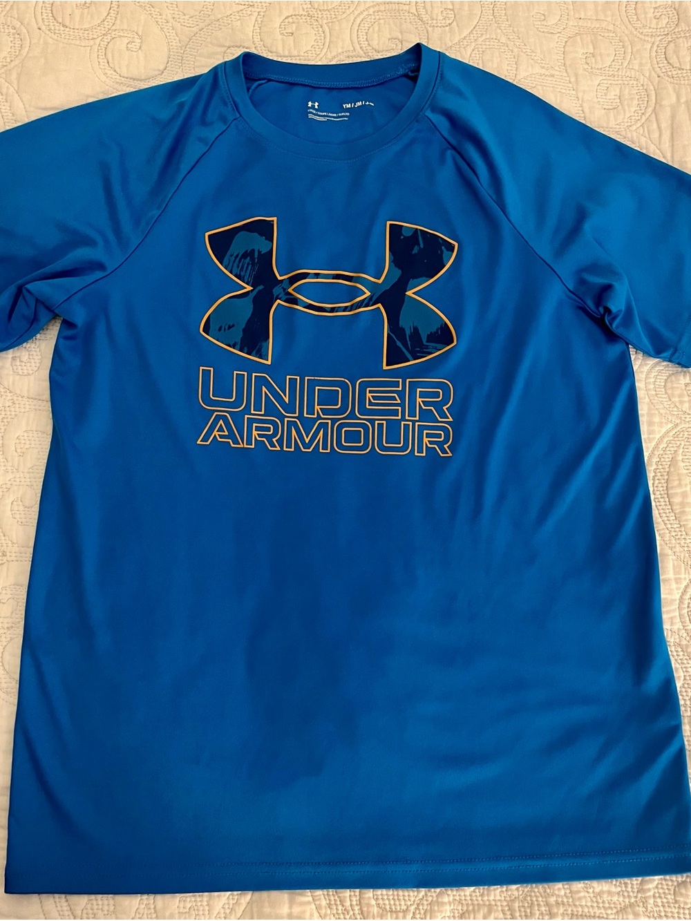 Under Armour Blue Short Sleeve Logo Sport Tee Boys Size M